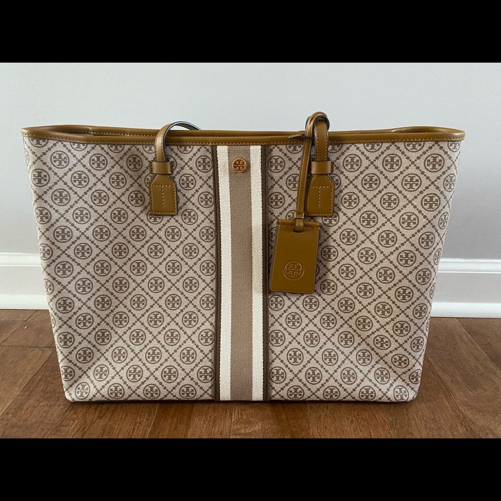 Tory Burch canvas monogram tote bag